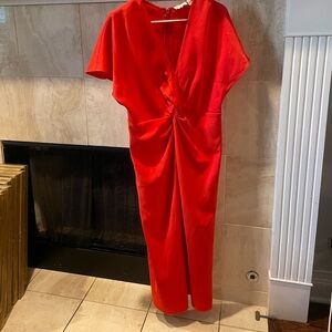 Ted Baker Red Orange Midi Dress